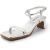 image:imageDREAM PAIRS Womens Heels Open Toe Ankle Strap Square Cute Wedding Party Sandal Comfort Dress Shoes HeraSilver