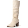 image:imageDREAM PAIRS Womens Knee High Boots Pointed Toe Chunky Block Heel Suede Boots Comfortable for Women with Side Zipper Fashion Slouchy Tall BootsBeige