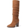 image:imageDREAM PAIRS Womens Knee High Boots Pointed Toe Chunky Block Heel Suede Boots Comfortable for Women with Side Zipper Fashion Slouchy Tall BootsCamel