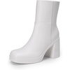 image:imageDREAM PAIRS Womens Platform Gogo Ankle Boots Chunky High Heels Square Toe Comfort Party Dress Side Zipper Booties Shoes for WomenWhite