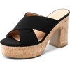 image:imageDREAM PAIRS Womens Platform Heels Open Toe Slip on Heels for Women High Chunky Block Wedges Sandals Dressy Pumps ShoesBlacknubuck