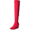 image:imageDREAM PAIRS Womens Pointed Toe Thigh High Over the Knee Boots Tall Chunky Blocked Heel Fall Long Fashion Sexy BootsRed