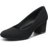 image:imageDREAM PAIRS Womens Pumps Low Chunky Block Heel Dress Shoes Closed Round Toe Comfortable HeelsBlacksuede