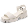 image:imageDREAM PAIRS Womens SDHS2316W Lug Sole Low Platform Chunky Block Heels Square Toe Ankle Straps Sandals Beige Size 9