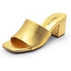 image:imageDREAM PAIRS Womens Square Open Toe Heels Sandals Low Block Chunky Heeled Sandals Slide Sandals Slip on Comfortable Casual Pumps ShoesGoldpu