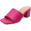 image:imageDREAM PAIRS Womens Square Open Toe Heels Sandals Low Block Chunky Heeled Sandals Slide Sandals Slip on Comfortable Casual Pumps ShoesHot Pinkpu