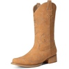 image:imageDREAM PAIRS Womens Square Toe Cowboy Cowgirl Boots Pull On Low Chunky Heel Mid Calf Western Boots with Embroidered Stitched for Theme Party Country ConcertCamel