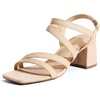 image:imageDREAM PAIRS Womens Strappy Chunky Heels Low Block Square Open Toe Sandals Dress Party ShoesNudesuede