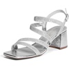 image:imageDREAM PAIRS Womens Strappy Chunky Heels Low Block Square Open Toe Sandals Dress Party ShoesSilverglitter