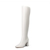 image:imageDREAM PAIRS Womens Tall Over the Knee Boots Thigh High Fall Block Chunky Heeled Knee High Long Boots with Fashion Square Toe and Side ZipperWhite