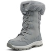 image:imageDREAM PAIRS Womens Waterproof Winter Snow Boots Warm Comfortable Faux Fur Insulated NonSlip Outdoor LaceUp Florin Mid Calf BootiesLightGrey