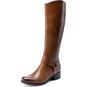 image:imageDREAM PAIRS Boots For Women Knee High Comfortable Pull On Side Zipper Buckle Riding BootsLight Brown