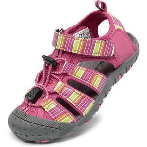 image:imageDREAM PAIRS Boys Girls ClosedToe Outdoor Summer Water Sport Sandals for ToddlerLittleBig KidFuchsiaMultiGrey