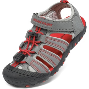 image:imageDREAM PAIRS Boys Girls ClosedToe Outdoor Summer Water Sport Sandals for ToddlerLittleBig KidGreyLightGreyRed