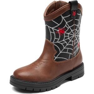 image:imageDREAM PAIRS Boys Girls Cowboy Boots Kids Western Riding Mid Calf Boots with Side Zipper ToddlerLittle KidBig KidBrownBlack