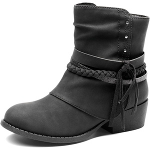 image:imageDREAM PAIRS Girls Ankle Boots Side Zipper Low Heels Boots Little KidBig KidBlack
