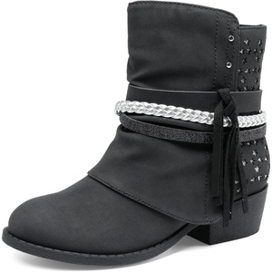 image:imageDREAM PAIRS Girls Ankle Boots Side Zipper Low Heels Boots Little KidBig KidBlackSilver