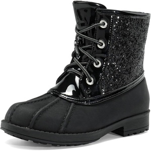 image:imageDREAM PAIRS Girls Glitter Ankle Boots Warm and Soft Velvet Lining with Side Zipper for ToddlerLittle KidBig KidBlack