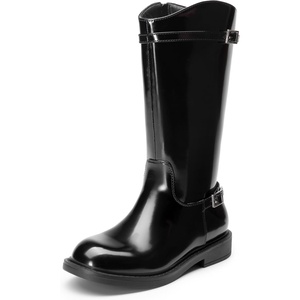 image:imageDREAM PAIRS Girls Knee High Boots Side Zipper Riding Shoes for Little KidBig KidAll Black
