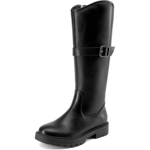 image:imageDREAM PAIRS Girls Knee High Buckle Fashion Riding Boots Little KidBig KidAll Black