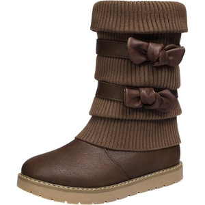 image:imageDREAM PAIRS Girls Winter Snow Boots Faux Fur Lined Mid Calf ShoesBrown