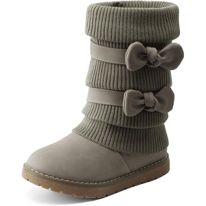 image:imageDREAM PAIRS Girls Winter Snow Boots Faux Fur Lined Mid Calf ShoesGreyPu