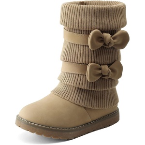 image:imageDREAM PAIRS Girls Winter Snow Boots Faux Fur Lined Mid Calf ShoesKhaki