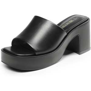 image:imageDREAM PAIRS High Chunky Platform Heels for Women Fashion Comfort Slip on Square Open Toe Block Heel SandalsBlackpu