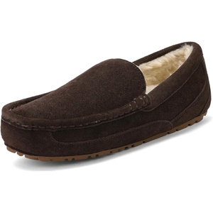 image:imageDREAM PAIRS Mens House Slippers Moccasin Indoor Outdoor Fuzzy Furry Loafers Suede Leather Warm Comfortable ShoesBrown