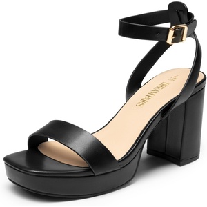 image:imageDREAM PAIRS Platform Heels for Women High Block Chunky Open Toe Ankle Strap Heels Fashion Wedding Party Evening Prom Dance Dress Pump Sandals ShoesBlackpu
