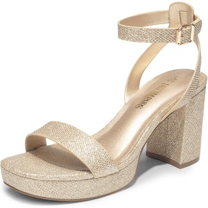 image:imageDREAM PAIRS Platform Heels for Women High Block Chunky Open Toe Ankle Strap Heels Fashion Wedding Party Evening Prom Dance Dress Pump Sandals ShoesGoldglitter