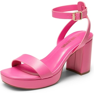 image:imageDREAM PAIRS Platform Heels for Women High Block Chunky Open Toe Ankle Strap Heels Fashion Wedding Party Evening Prom Dance Dress Pump Sandals ShoesHot Pinkpu