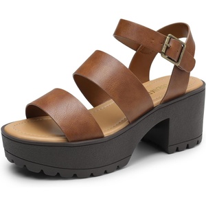 image:imageDREAM PAIRS Platform Heels for Women Lightweight Chunky Open Toe Stylish Comfortable Fisherman Sandals with Adjustable Ankle StrapBrown