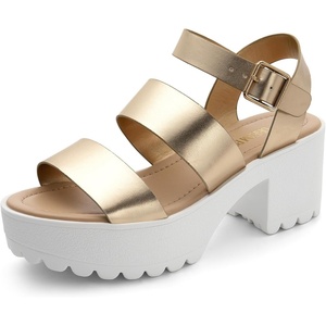 image:imageDREAM PAIRS Platform Heels for Women Lightweight Chunky Open Toe Stylish Comfortable Fisherman Sandals with Adjustable Ankle StrapGold