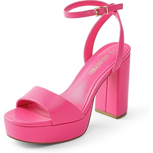image:imageDREAM PAIRS Platform High Heels for Women Chunky Round Open Toe Ankle Strap Stylish Heeled Sandals for Party Prom WeddingHot Pinkpu