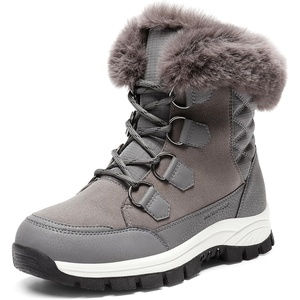 image:imageDREAM PAIRS Waterproof Snow Boots for Women Faux Fur Cozy Warm Insulated Winter Boots Lace Up MidCalf Outdoor Shoes for Walking Hiking HesperaDark Grey