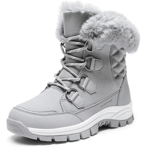image:imageDREAM PAIRS Waterproof Snow Boots for Women Faux Fur Cozy Warm Insulated Winter Boots Lace Up MidCalf Outdoor Shoes for Walking Hiking HesperaLight Grey