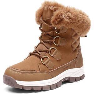 image:imageDREAM PAIRS Waterproof Snow Boots for Women Faux Fur Cozy Warm Insulated Winter Boots Lace Up MidCalf Outdoor Shoes for Walking Hiking HesperaTan