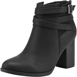 image:imageDREAM PAIRS Womens Chunky High Heel Ankle Boots Close Toe Fall Heeled Booties ShoesBlack