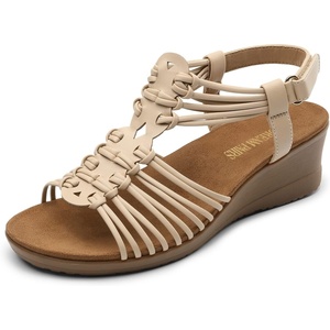 image:imageDREAM PAIRS Womens Comfortable Strappy Low Heel Open Toe SlipOn Wedge Sandals Arch Support for Summer Dressy ShoesNude