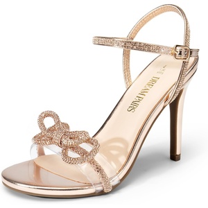 image:imageDREAM PAIRS Womens Heels Round Toe Rhinestone Double Bowknots Sparkly Stilettos Heeled Sandals Shoes for Party EveningRose Goldrhinestone