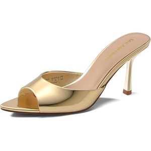 image:imageDREAM PAIRS Womens High Heels Mules Pointed Peep Toe Kitten Sandals Comfortable Slip On Dressy Shoes for Wedding Daily Work Travel SummerGold