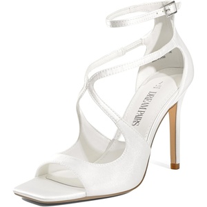 image:imageDREAM PAIRS Womens High Heels Sexy Cross Square Open Toe Strappy Dressy Sexy Stylish Stilettos Heels SandalsWhitesatin