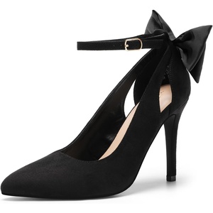 image:imageDREAM PAIRS Womens High Heels Stiletto Strappy Pointed Toe Bow Dress Shoes Sexy Party Wedding PumpsBlacksuede