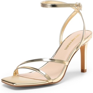 image:imageDREAM PAIRS Womens High Stilettos Heels Open Toe Square Sandals Ankle Strap Pumps Sexy Comfort Strappy Dress Shoes Party Wedding Heeled SandalsLight Gold