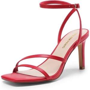 image:imageDREAM PAIRS Womens High Stilettos Heels Open Toe Square Sandals Ankle Strap Pumps Sexy Comfort Strappy Dress Shoes Party Wedding Heeled SandalsRed