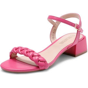 image:imageDREAM PAIRS Womens Low Heels for Women Braided Open Toe Ankle Strap Block Chunky Heel Sandals Holiday Party Wedding Dress Pumps ShoesHot Pink