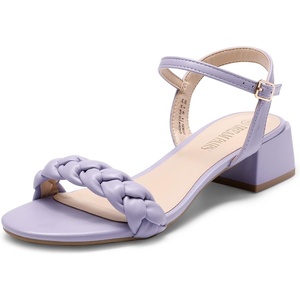 image:imageDREAM PAIRS Womens Low Heels for Women Braided Open Toe Ankle Strap Block Chunky Heel Sandals Holiday Party Wedding Dress Pumps ShoesPurple