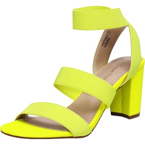 image:imageDREAM PAIRS Womens Open Toe High Chunky Elastic Strap Dress Heel SandalsNeonLime