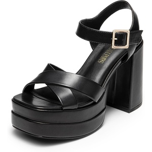 image:imageDREAM PAIRS Womens Platform Chunky Heels Square Open Toe Ankle Strap High Heeled Sandals Y2K Shoes for Party BrunchBlack